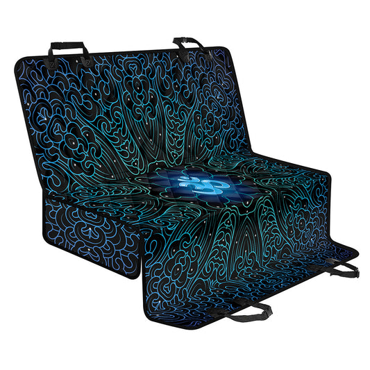 Blue Om Mandala Print Pet Car Back Seat Cover