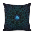 Blue Om Mandala Print Pillow Cover