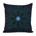 Blue Om Mandala Print Pillow Cover