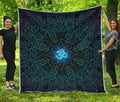 Blue Om Mandala Print Quilt