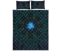 Blue Om Mandala Print Quilt Bed Set