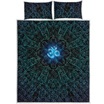 Blue Om Mandala Print Quilt Bed Set
