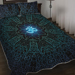 Blue Om Mandala Print Quilt Bed Set