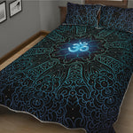 Blue Om Mandala Print Quilt Bed Set