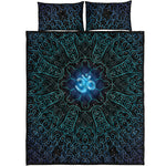 Blue Om Mandala Print Quilt Bed Set