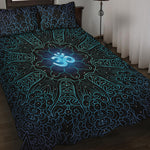 Blue Om Mandala Print Quilt Bed Set