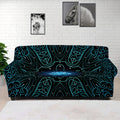 Blue Om Mandala Print Sofa Cover