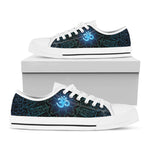 Blue Om Mandala Print White Low Top Shoes