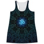Blue Om Mandala Print Women's Racerback Tank Top