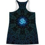 Blue Om Mandala Print Women's Racerback Tank Top