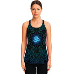 Blue Om Mandala Print Women's Racerback Tank Top
