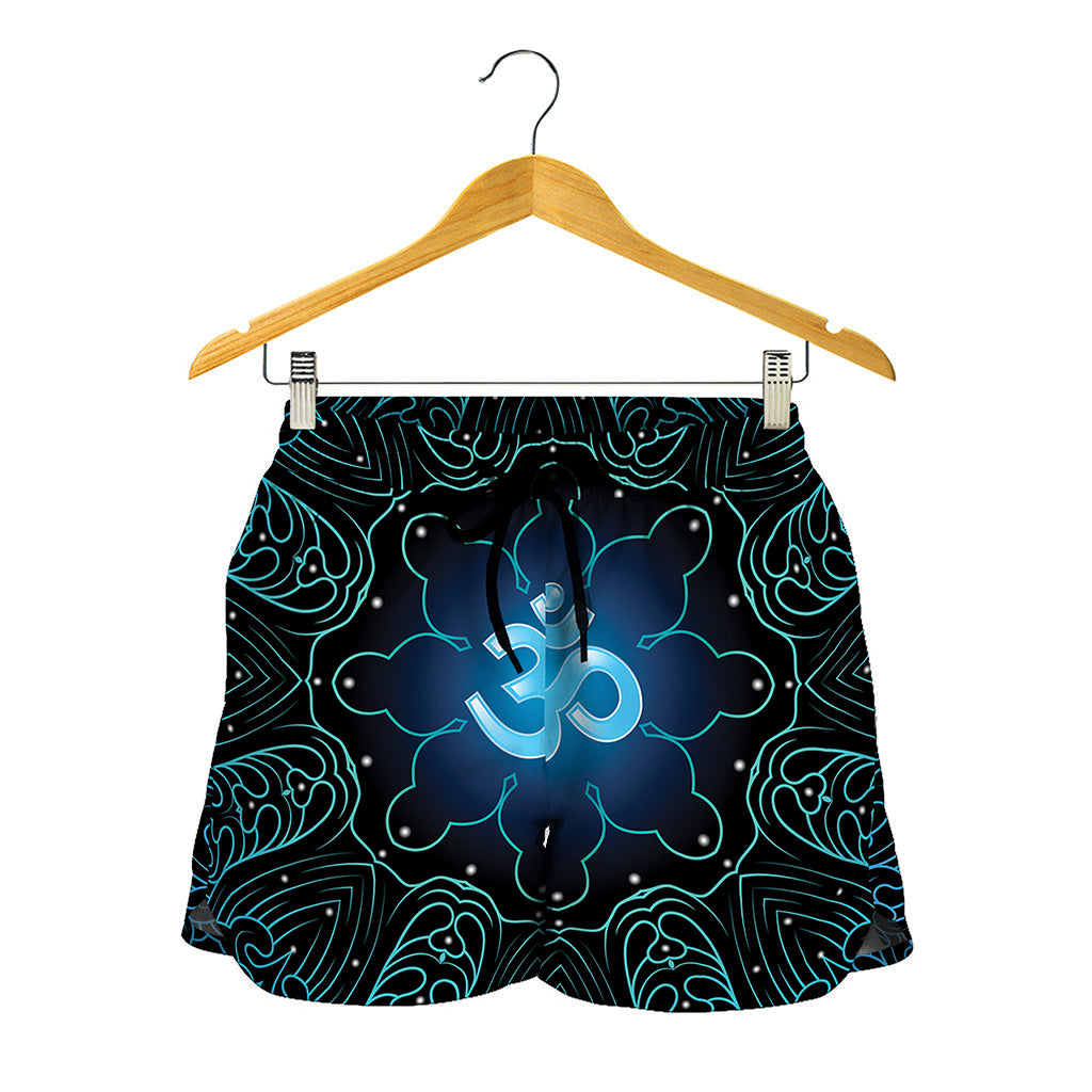Blue Om Mandala Print Women's Shorts