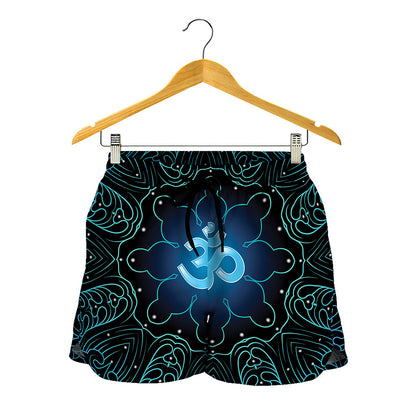 Blue Om Mandala Print Women's Shorts