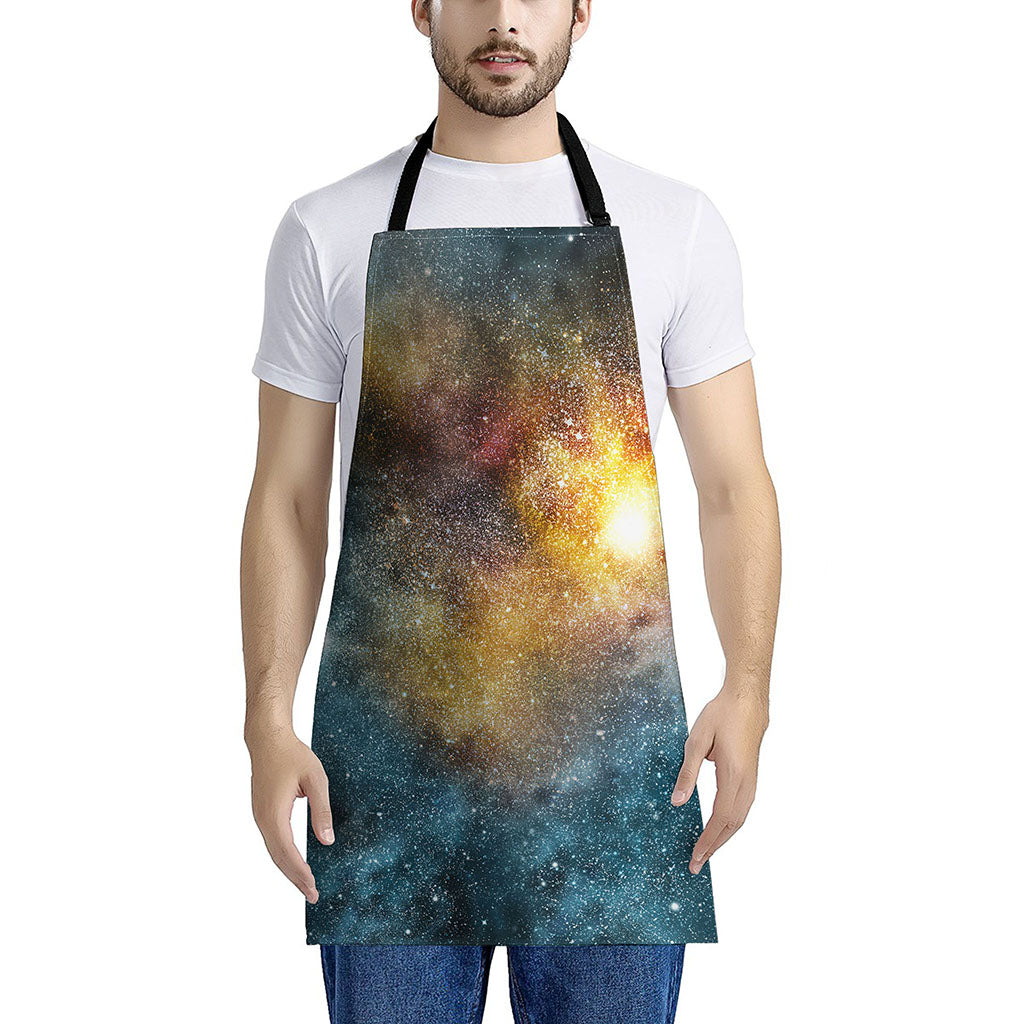 Blue Orange Stardust Galaxy Space Print Apron