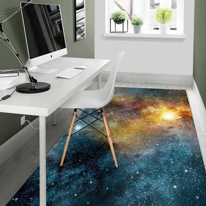 Blue Orange Stardust Galaxy Space Print Area Rug GearFrost