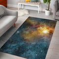 Blue Orange Stardust Galaxy Space Print Floor Mat