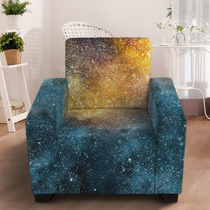 Blue Orange Stardust Galaxy Space Print Armchair Slipcover