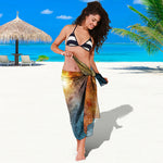 Blue Orange Stardust Galaxy Space Print Beach Sarong Wrap