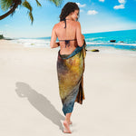 Blue Orange Stardust Galaxy Space Print Beach Sarong Wrap