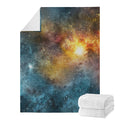 Blue Orange Stardust Galaxy Space Print Blanket