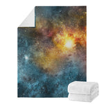Blue Orange Stardust Galaxy Space Print Blanket