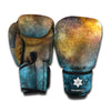 Blue Orange Stardust Galaxy Space Print Boxing Gloves