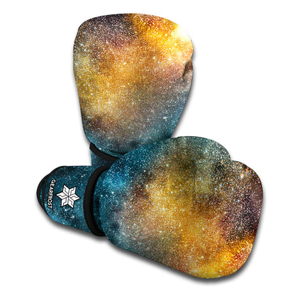 Blue Orange Stardust Galaxy Space Print Boxing Gloves