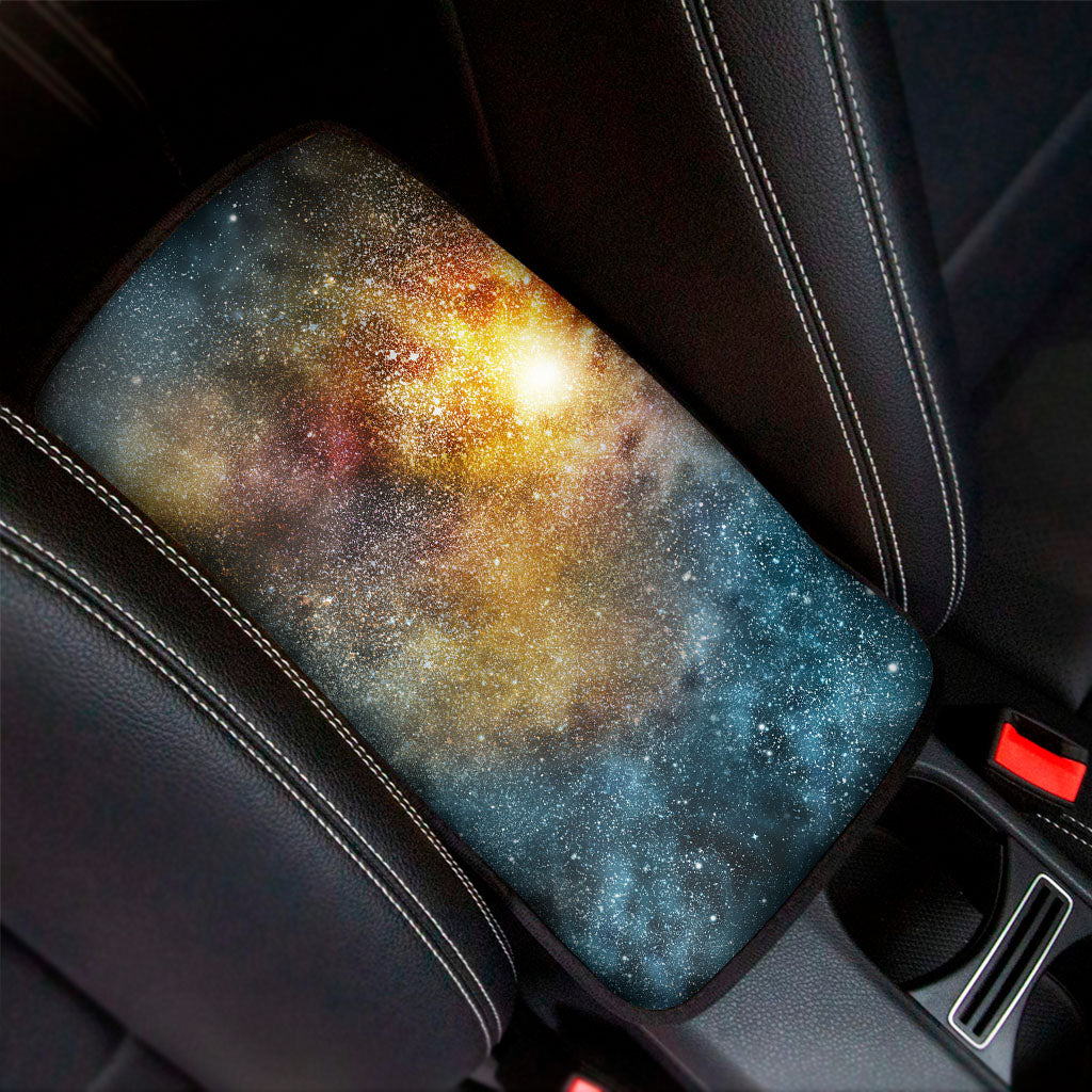 Blue Orange Stardust Galaxy Space Print Car Center Console Cover