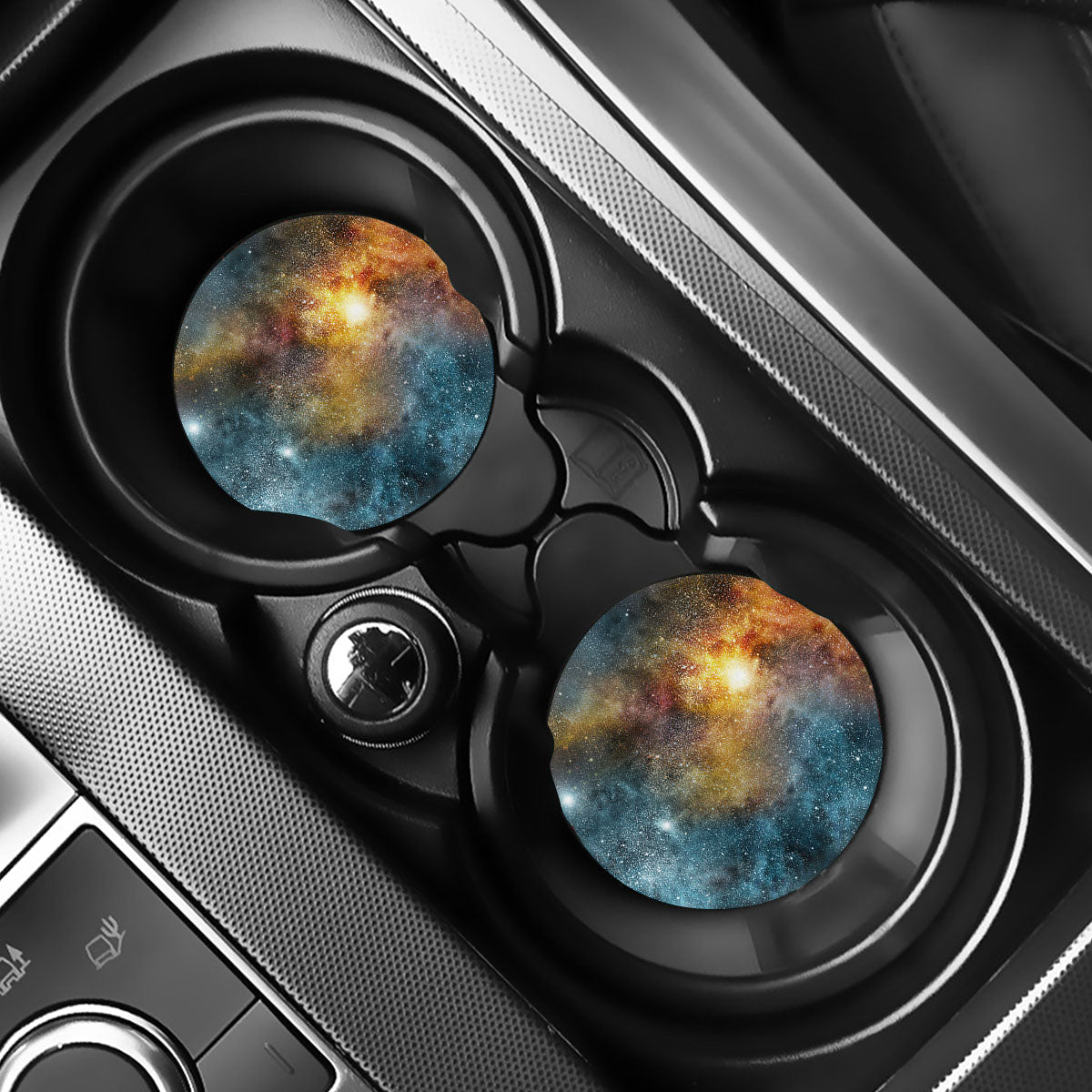 Blue Orange Stardust Galaxy Space Print Car Coasters