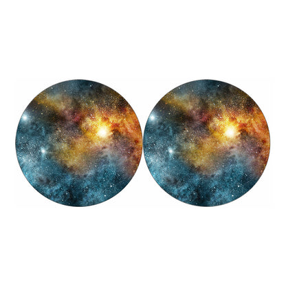 Blue Orange Stardust Galaxy Space Print Car Coasters