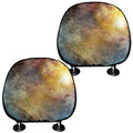 Blue Orange Stardust Galaxy Space Print Car Headrest Covers