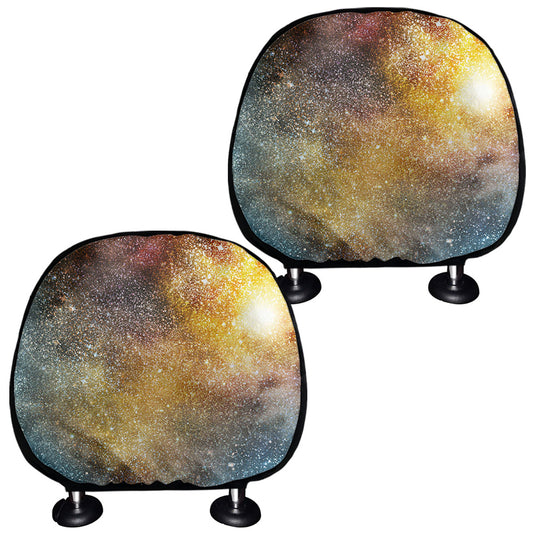 Blue Orange Stardust Galaxy Space Print Car Headrest Covers