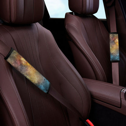 Blue Orange Stardust Galaxy Space Print Car Seat Belt Covers
