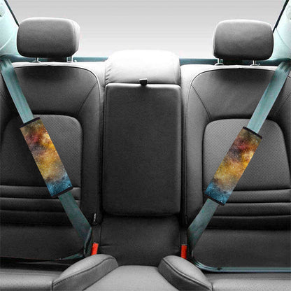 Blue Orange Stardust Galaxy Space Print Car Seat Belt Covers