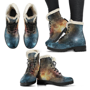 Blue Orange Stardust Galaxy Space Print Comfy Boots GearFrost