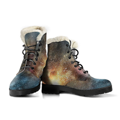 Blue Orange Stardust Galaxy Space Print Comfy Boots GearFrost