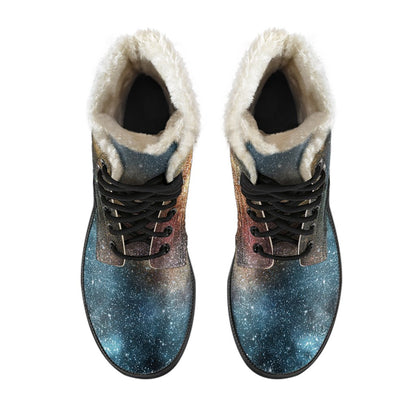 Blue Orange Stardust Galaxy Space Print Comfy Boots GearFrost
