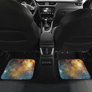 Blue Orange Stardust Galaxy Space Print Front and Back Car Floor Mats