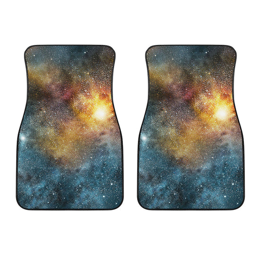 Blue Orange Stardust Galaxy Space Print Front Car Floor Mats