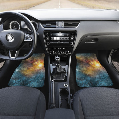 Blue Orange Stardust Galaxy Space Print Front Car Floor Mats