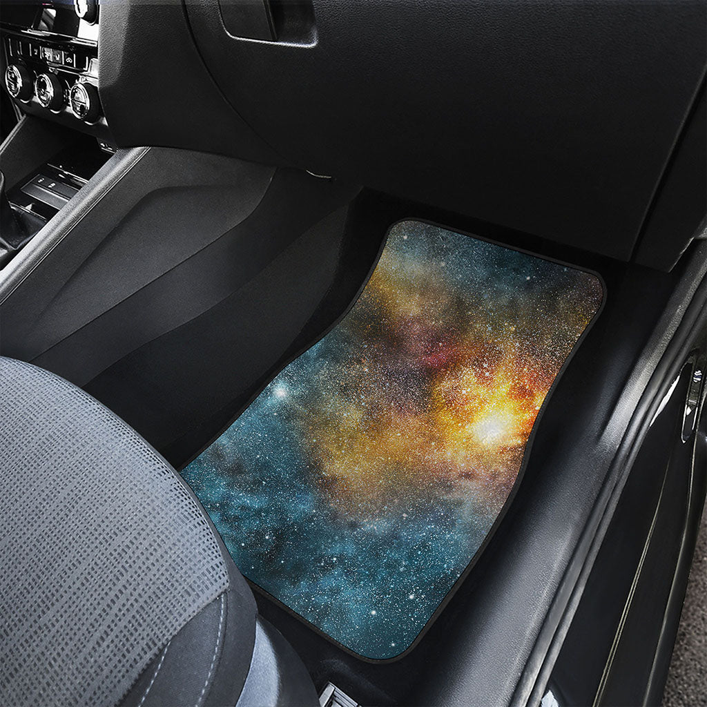 Blue Orange Stardust Galaxy Space Print Front Car Floor Mats