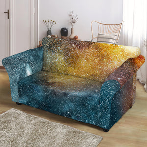 Blue Orange Stardust Galaxy Space Print Loveseat Slipcover