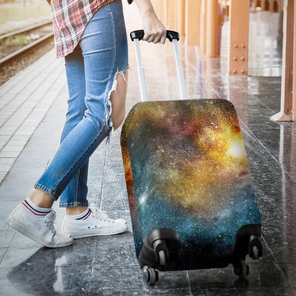 Blue Orange Stardust Galaxy Space Print Luggage Cover GearFrost