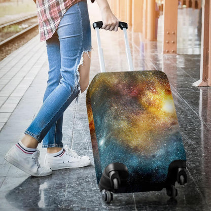 Blue Orange Stardust Galaxy Space Print Luggage Cover GearFrost