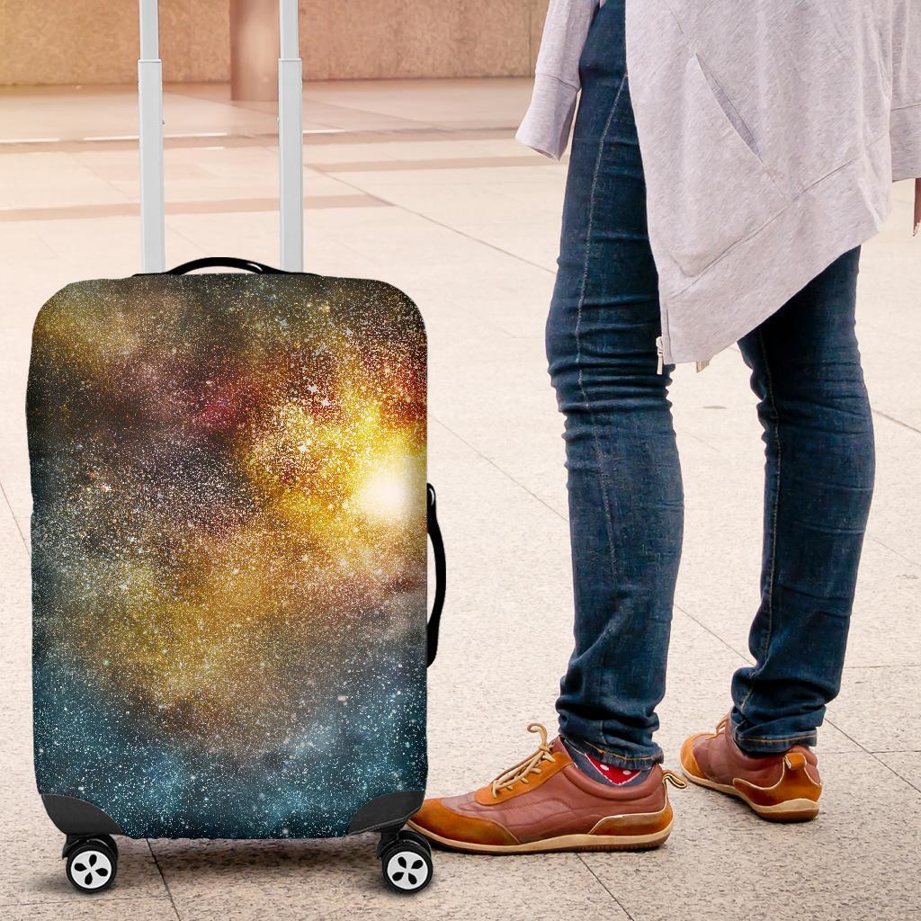 Blue Orange Stardust Galaxy Space Print Luggage Cover GearFrost