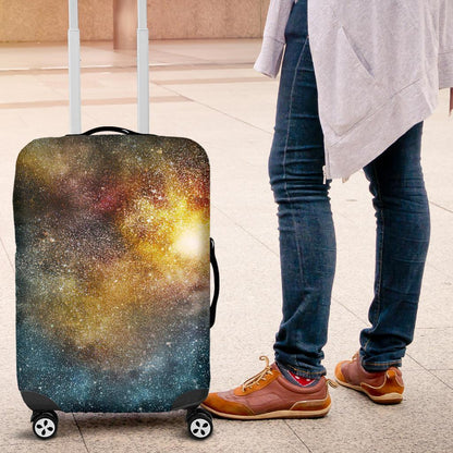 Blue Orange Stardust Galaxy Space Print Luggage Cover GearFrost