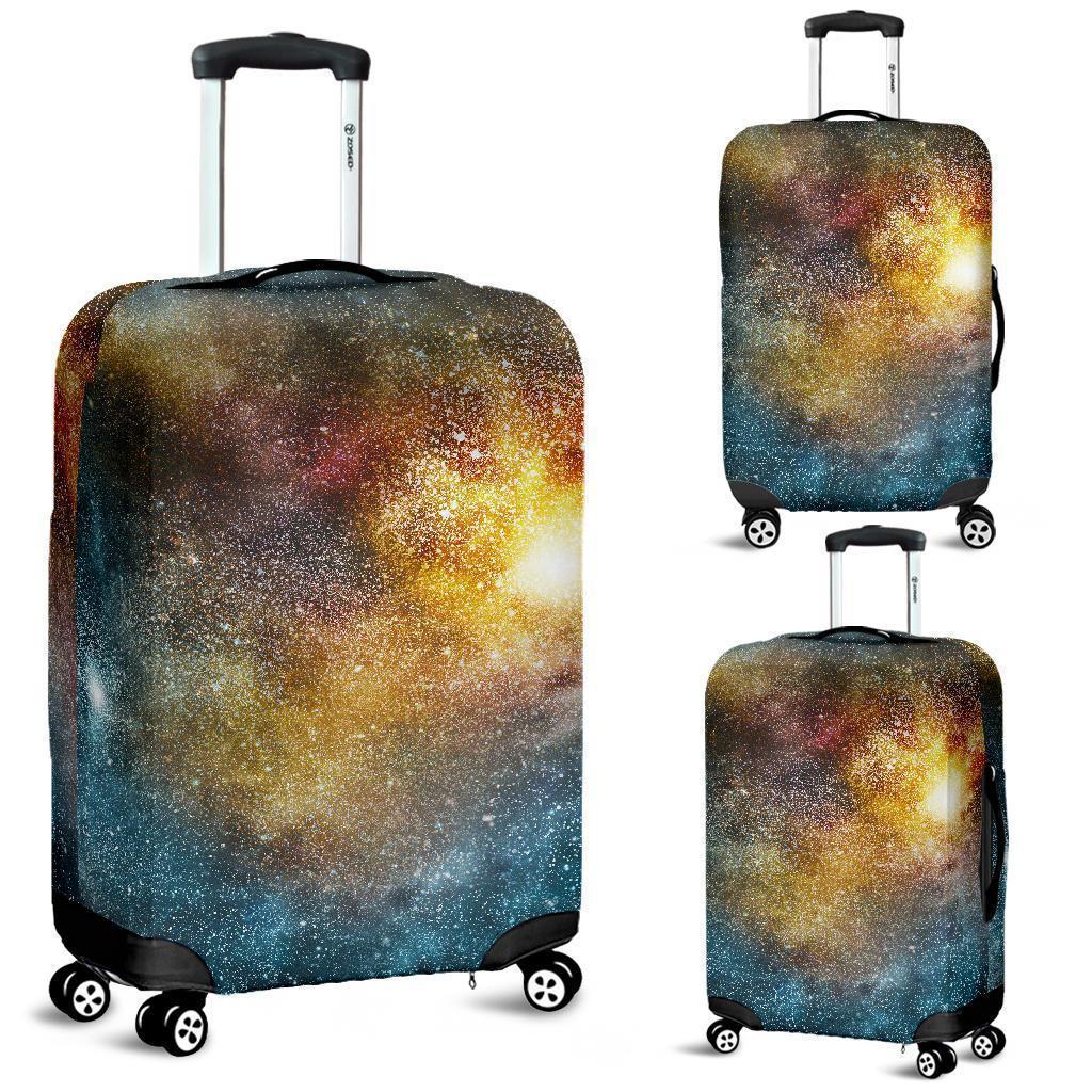 Blue Orange Stardust Galaxy Space Print Luggage Cover GearFrost