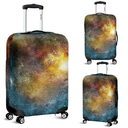 Blue Orange Stardust Galaxy Space Print Luggage Cover GearFrost