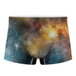 Blue Orange Stardust Galaxy Space Print Men's Boxer Briefs