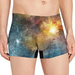 Blue Orange Stardust Galaxy Space Print Men's Boxer Briefs